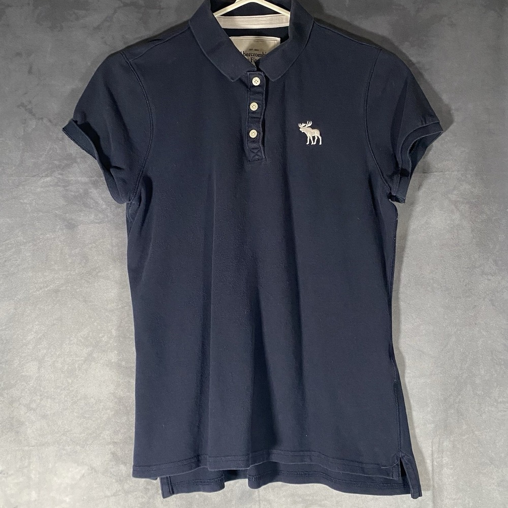 AF Abercrombie Fitch Collared Polo Shirt Blue Women's Size L*